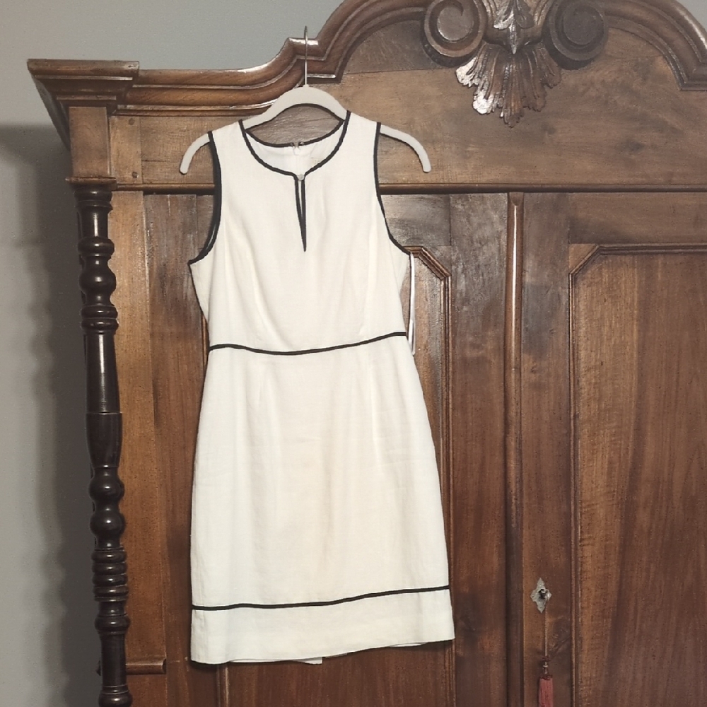 J. Crew White Mini Dress with Black Accents